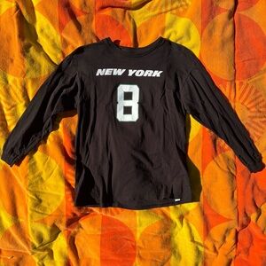 Aaron Rodgers #8 New York Jets Black Long-sleeve Shirt Kid’s Youth Large